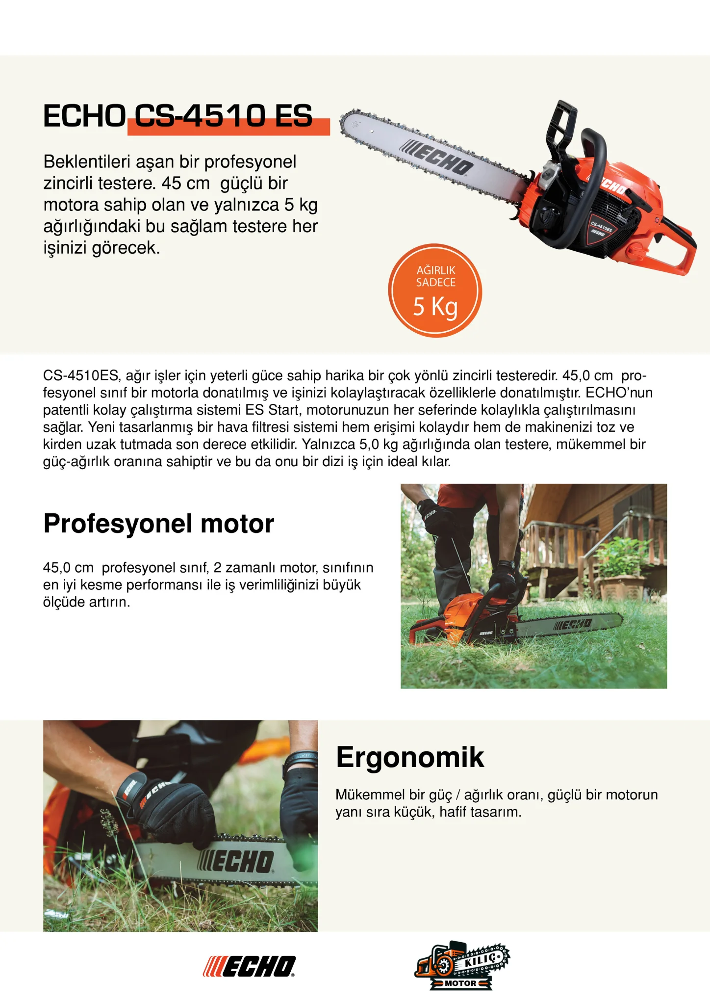 echo cs4510es motorlu testere broşür